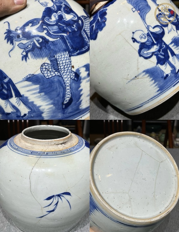 古玩陶瓷青花麒麟送子圖罐真品鑒賞圖