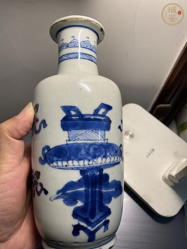 古玩陶瓷青花博古圖棒槌瓶真品鑒賞圖