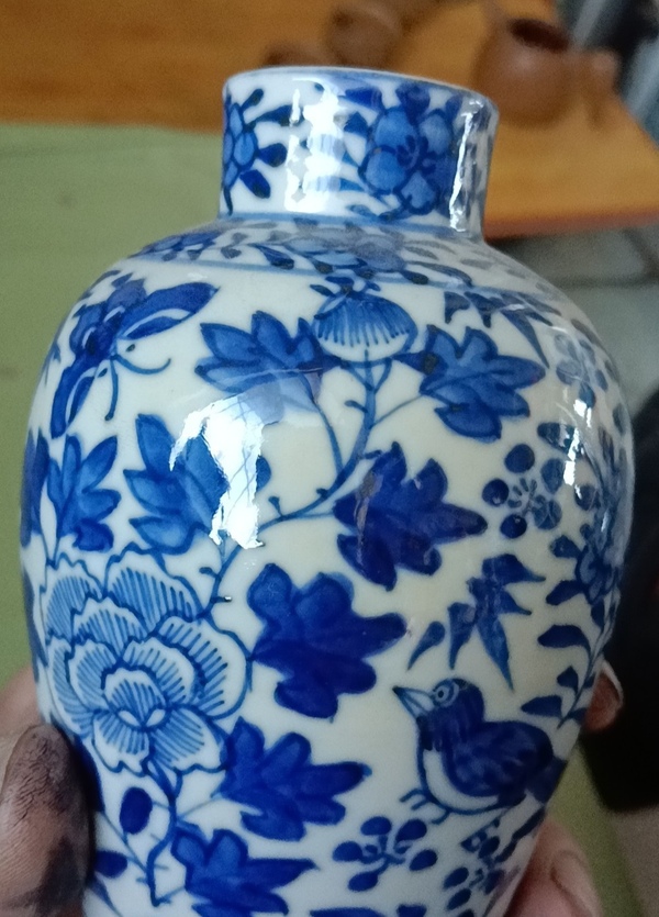 古玩陶瓷青花花鳥紋雞腿瓶拍賣，當前價格3800元