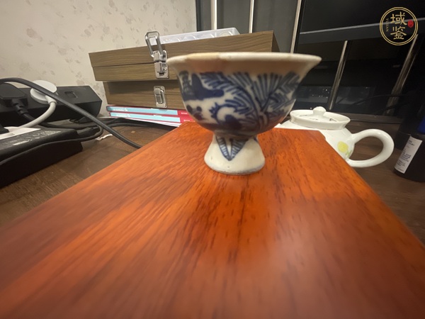 古玩陶瓷山水紋青花高足杯真品鑒賞圖