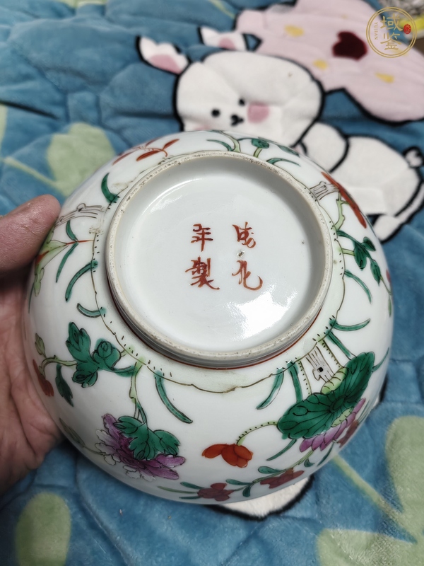 古玩花卉紋粉彩碗真品鑒賞圖