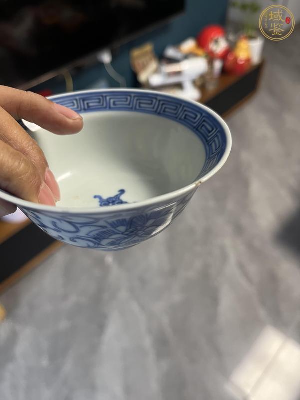 古玩陶瓷纏著蓮青花茶碗真品鑒賞圖