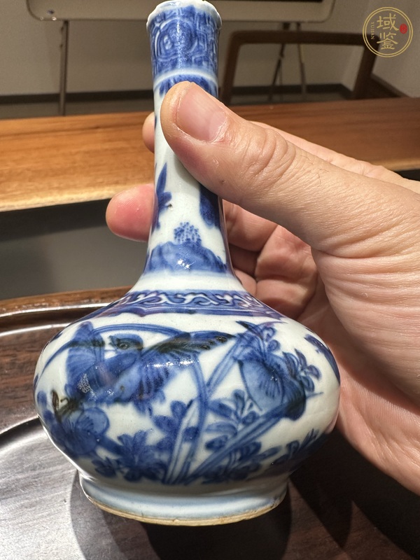 古玩陶瓷青花花鳥紋長頸瓶真品鑒賞圖