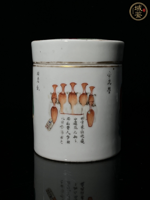 古玩陶瓷粉彩無(wú)雙譜人物蓋缸真品鑒賞圖