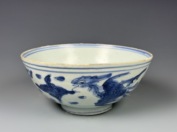 古玩陶瓷明晚期·青花龍鳳呈祥紋碗拍賣，當(dāng)前價格3724元