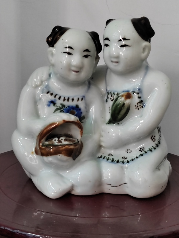 古玩陶瓷民國醴陵窯和合二仙人物造像拍賣，當前價格1800元