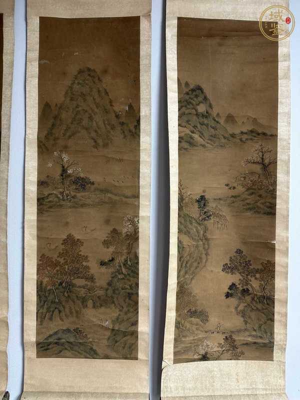 古玩字畫山水四屏真品鑒賞圖