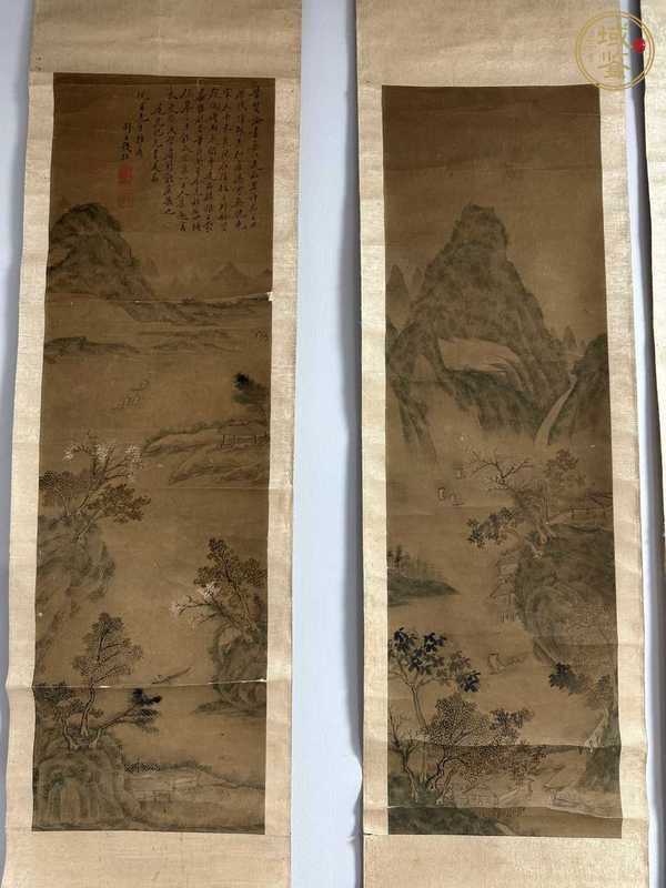 古玩字畫山水四屏真品鑒賞圖