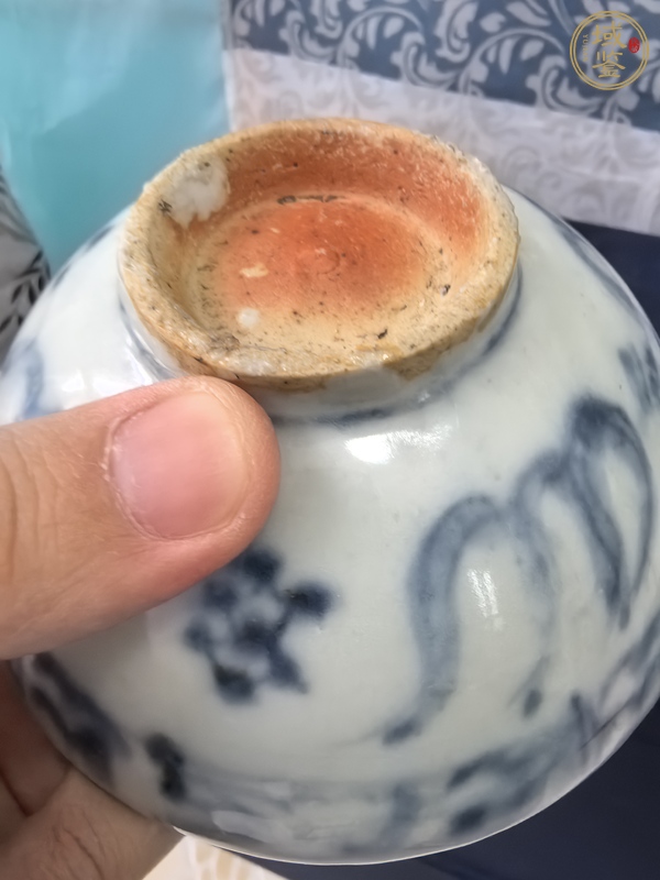 古玩陶瓷青花飛馬紋茶碗真品鑒賞圖