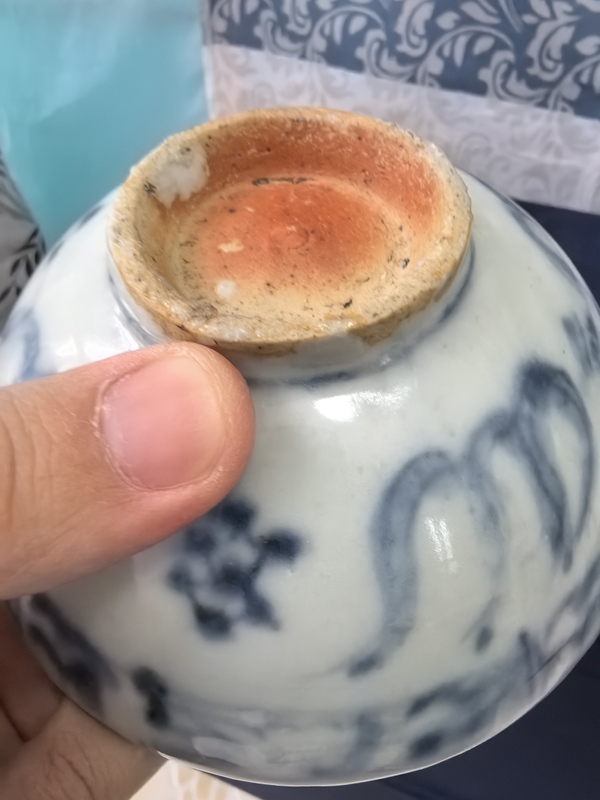 古玩陶瓷明中期青花飛馬紋茶碗拍賣，當前價格1580元