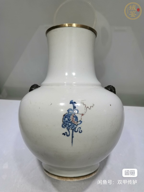 古玩陶瓷青花釉里紅博古圖截口瓶真品鑒賞圖