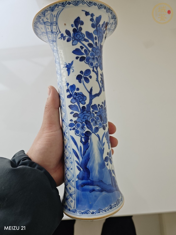 古玩陶瓷青花花卉紋花觚真品鑒賞圖