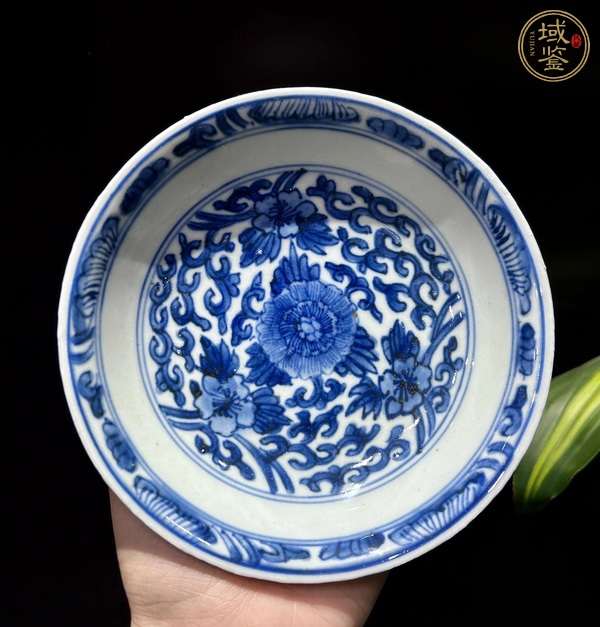 古玩陶瓷康熙青花纏枝花盤真品鑒賞圖