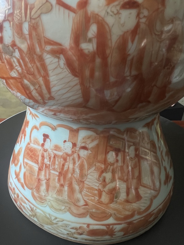 古玩陶瓷礬紅滿人物渣斗拍賣,當前價格1600元