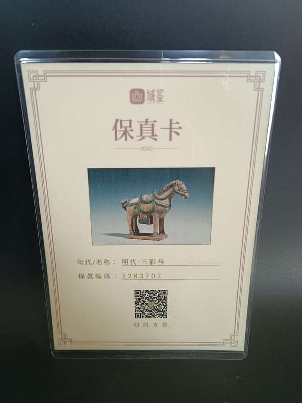 古玩陶瓷明代·三彩戰(zhàn)馬拍賣，當(dāng)前價(jià)格552元