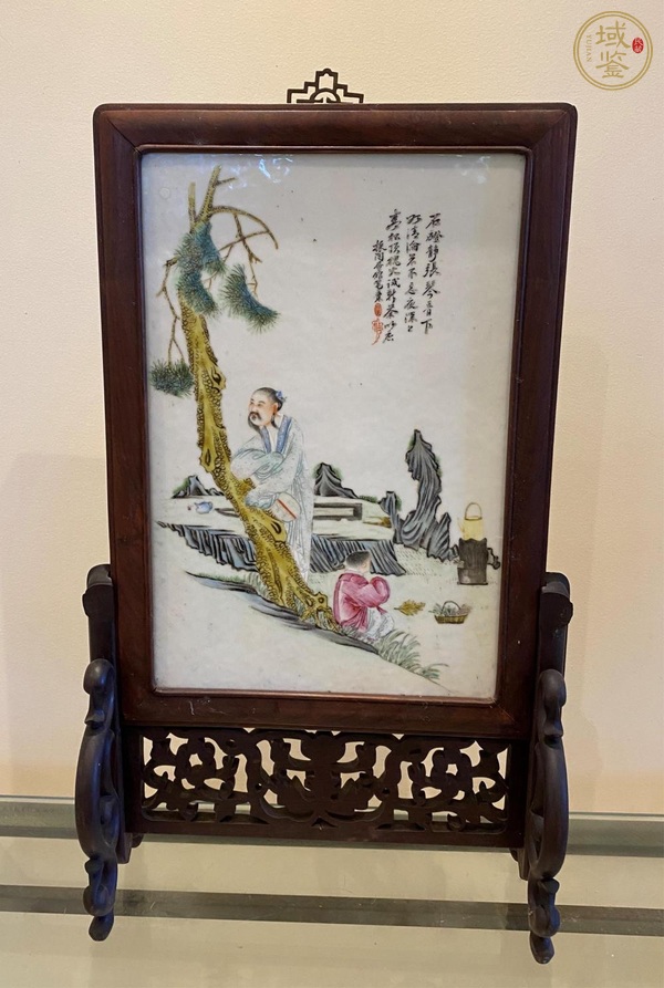 古玩粉彩人物瓷板真品鑒賞圖