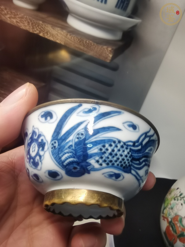 古玩陶瓷青花雙鳳紋蓋碗真品鑒賞圖