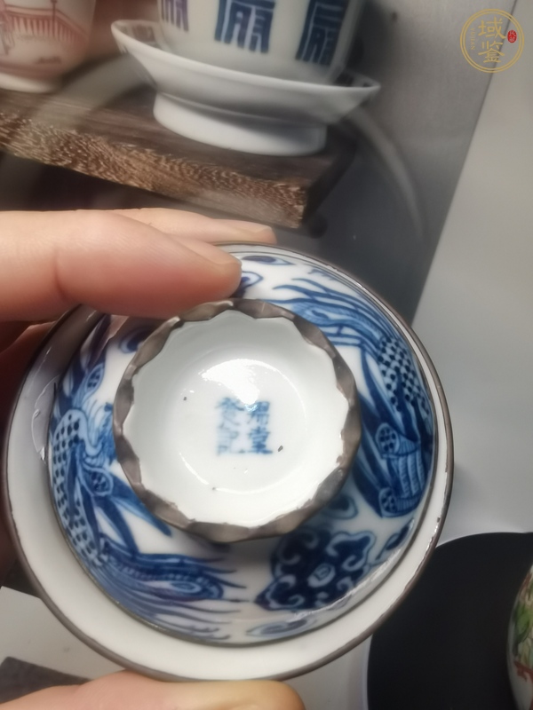 古玩陶瓷青花雙鳳紋蓋碗真品鑒賞圖