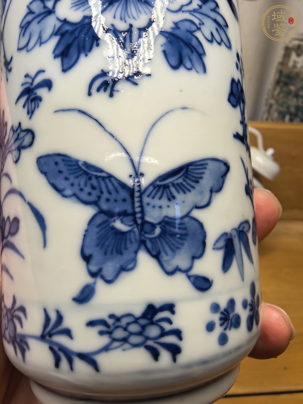 古玩陶瓷青花花鳥紋香筒真品鑒賞圖