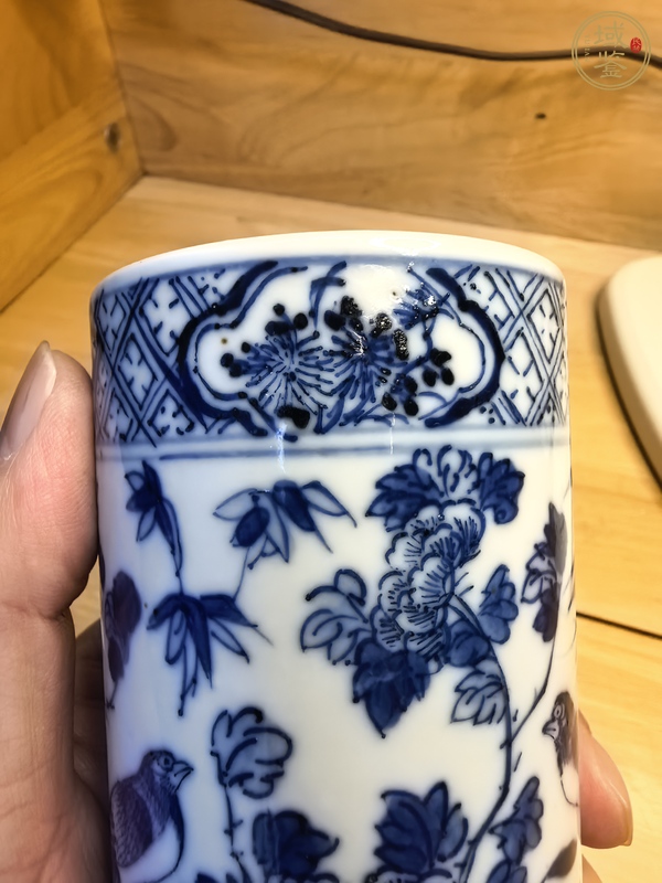 古玩陶瓷青花花鳥紋香筒真品鑒賞圖