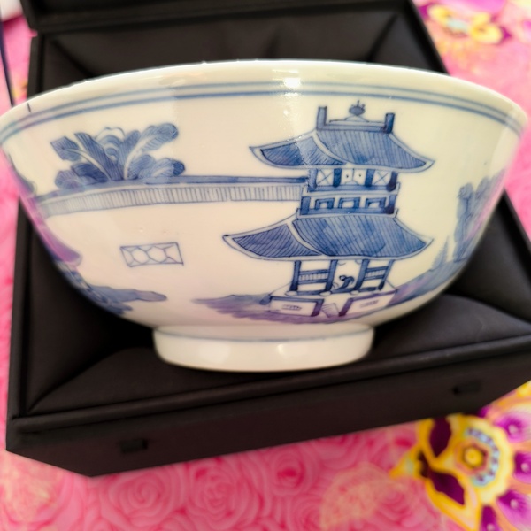 古玩陶瓷青花山水紋碗拍賣,當前價格2800元