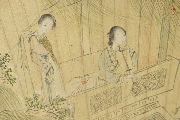 古玩字畫仕女真品鑒賞圖