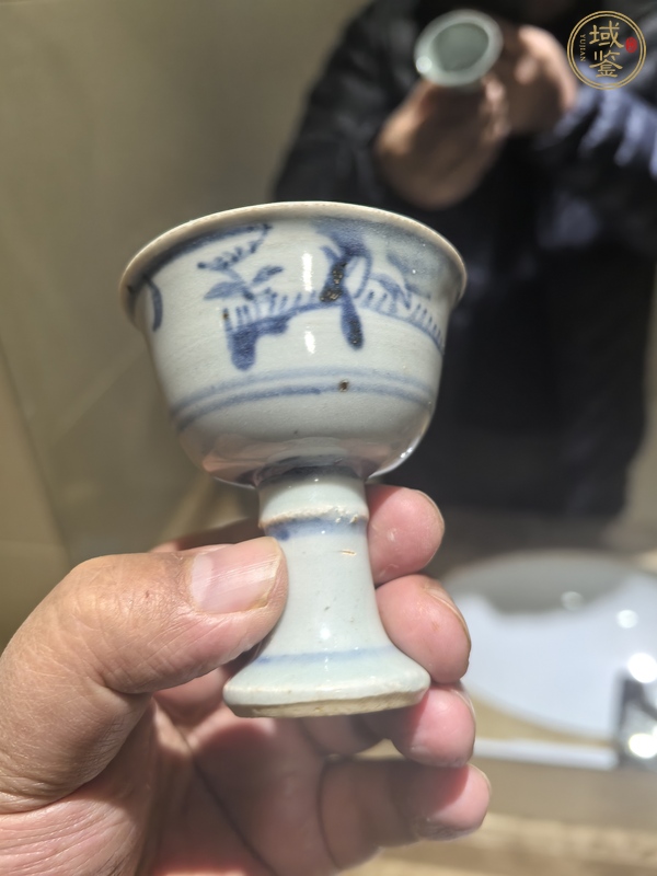 古玩陶瓷青花花鳥紋高足杯真品鑒賞圖