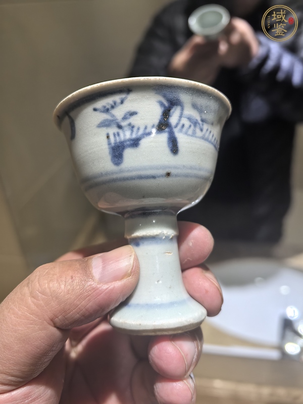 古玩陶瓷青花花鳥紋高足杯真品鑒賞圖