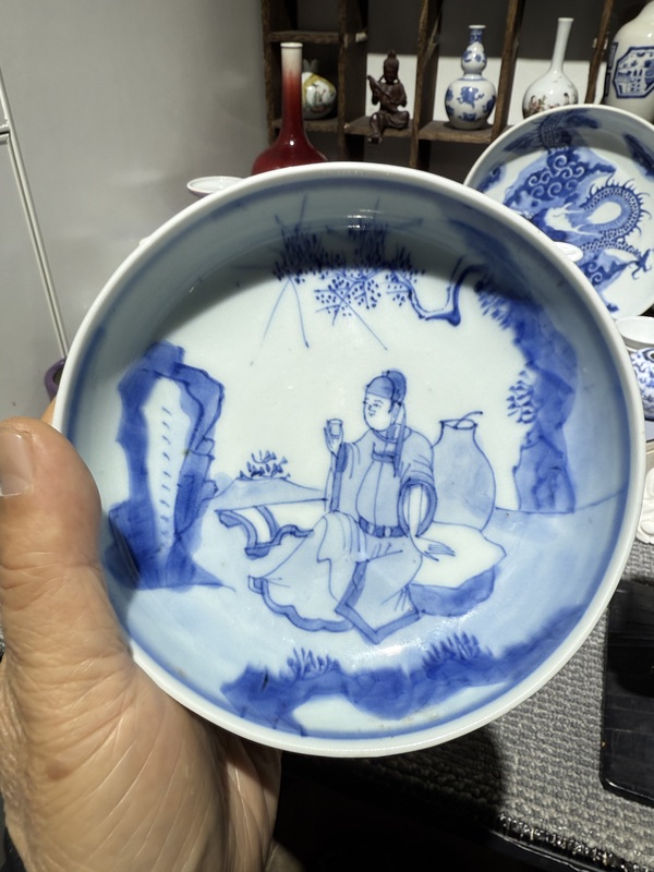 古玩轉賣李白醉酒人物紋青花洗拍賣，當前價格0元