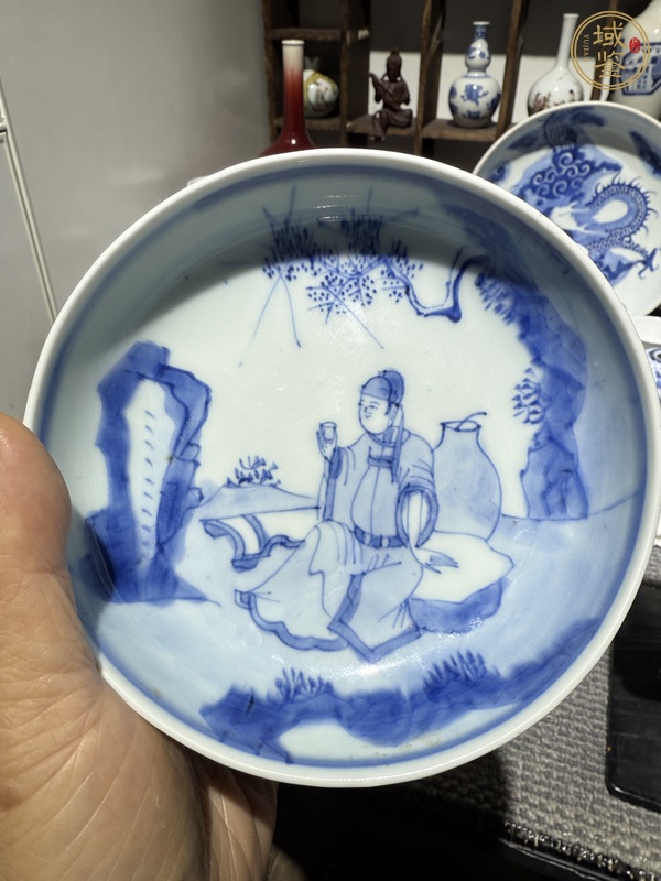 古玩陶瓷人物紋青花洗真品鑒賞圖