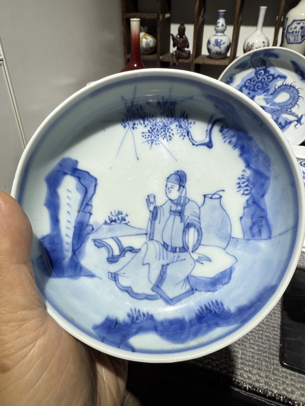 古玩陶瓷李白醉酒人物紋青花洗拍賣，當(dāng)前價格23000元