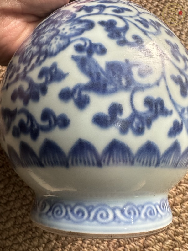 古玩陶瓷青花纏枝花卉紋玉壺春瓶真品鑒賞圖