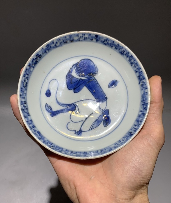 古玩陶瓷魁星青花盤拍賣，當(dāng)前價(jià)格3800元