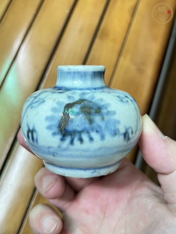 古玩陶瓷青花花卉紋水盂真品鑒賞圖