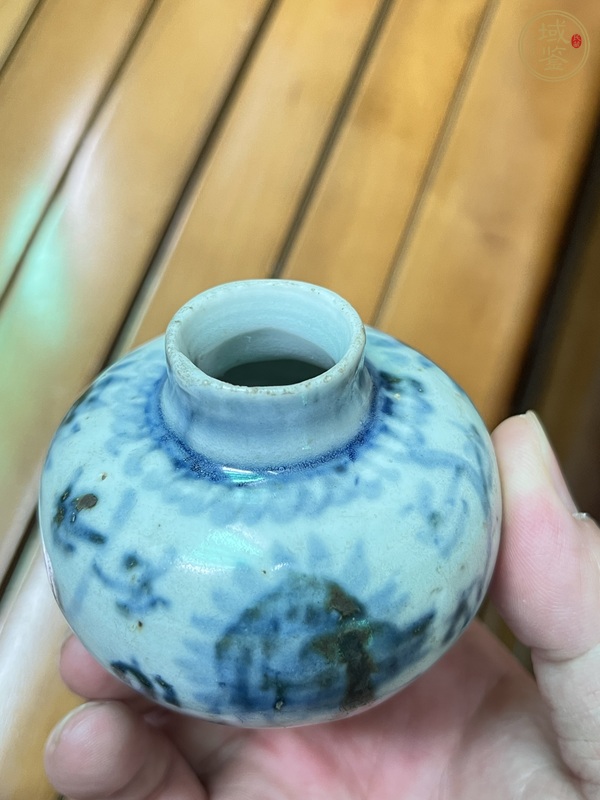 古玩陶瓷青花花卉紋水盂真品鑒賞圖