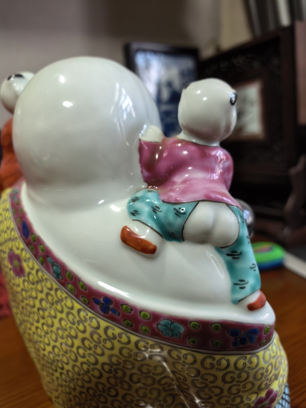 古玩陶瓷粉彩五子登科彌勒佛坐像拍賣,當前價格6999元