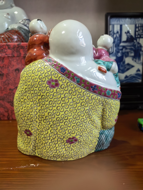 古玩陶瓷粉彩五子登科彌勒佛坐像拍賣,當前價格6999元