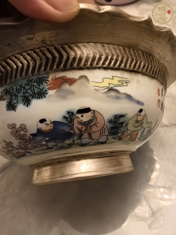 古玩雜項(xiàng)包銀瓷碗真品鑒賞圖