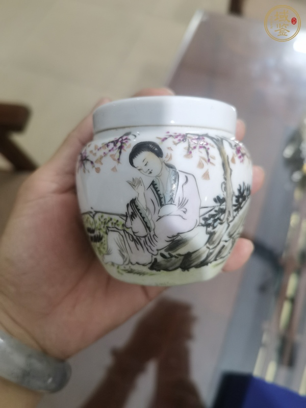 古玩仕女紋蓋罐真品鑒賞圖