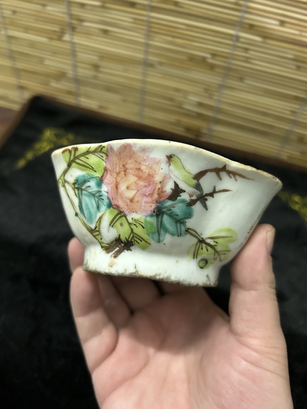 古玩陶瓷晚清淺降彩花鳥碗拍賣，當(dāng)前價(jià)格888元