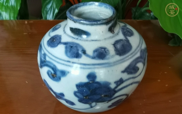 古玩陶瓷青花花卉紋水盂真品鑒賞圖