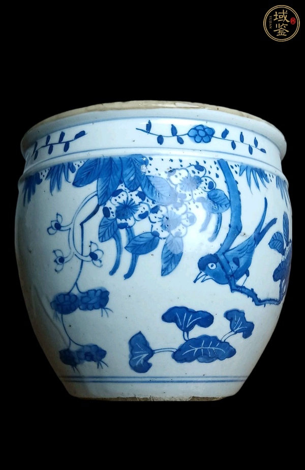 古玩瓷器青花花鳥紋小缸真品鑒賞圖