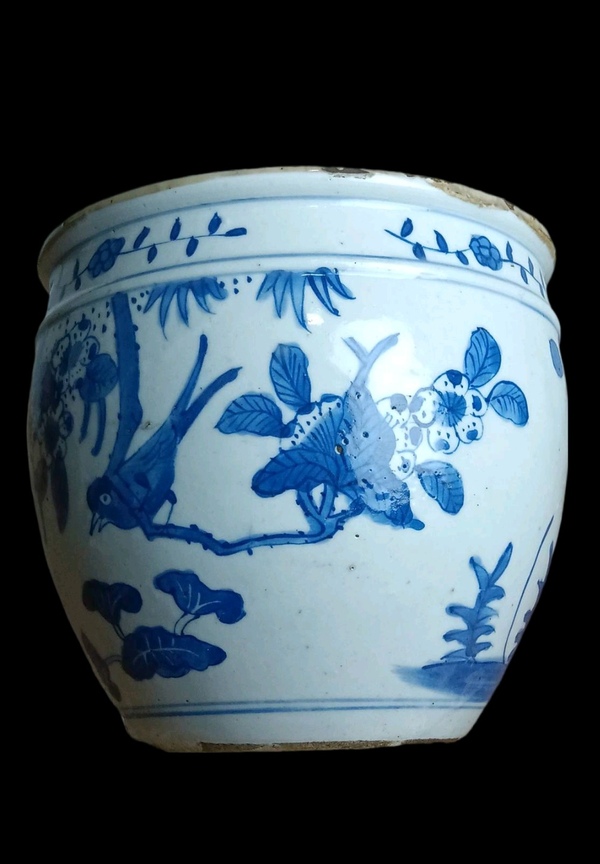 古玩陶瓷青花花鳥紋小缸拍賣,當前價格1380元