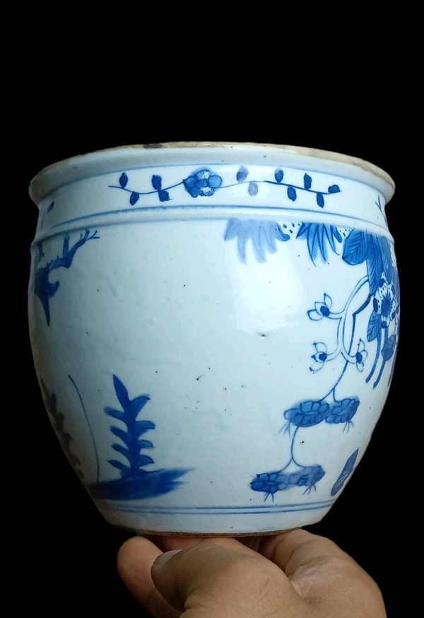 古玩陶瓷青花花鳥紋小缸拍賣,當前價格1380元