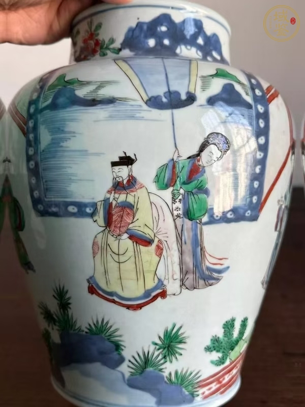 古玩陶瓷青花五彩人物紋將軍罐真品鑒賞圖