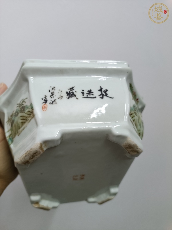 古玩陶瓷粉彩嬰戲圖水仙盆真品鑒賞圖