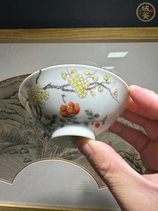 古玩陶瓷粉彩花卉紋盞真品鑒賞圖