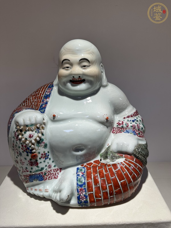 古玩陶瓷粉彩彌勒笑佛真品鑒賞圖