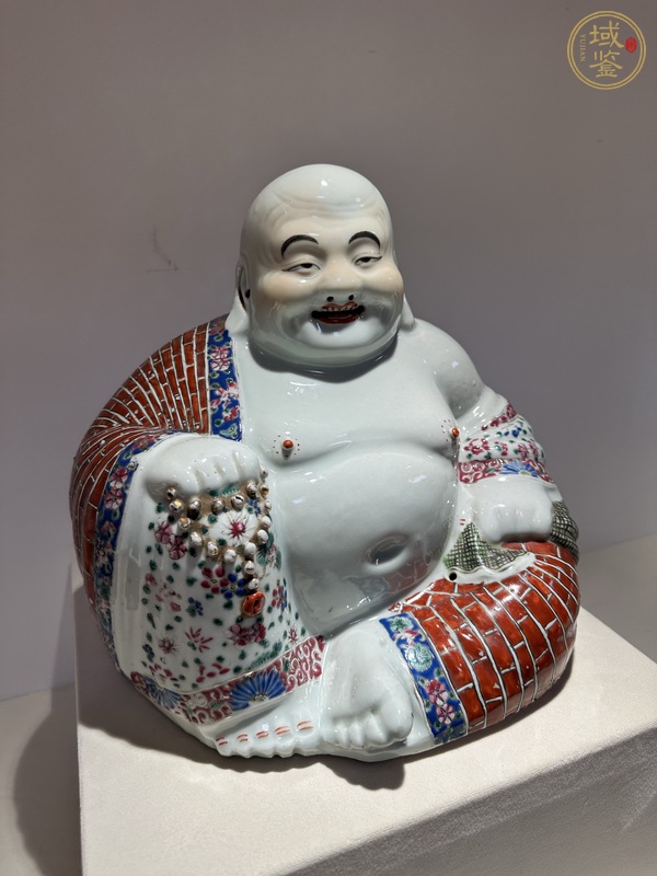 古玩陶瓷粉彩彌勒笑佛真品鑒賞圖