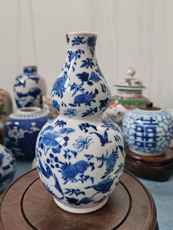 古玩陶瓷晚清時期青花花鳥紋葫蘆瓶拍賣,當前價格2280元
